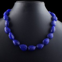 Most Brilliant Carved Blue Sapphire 449. Cts Beaded Jewelery Necklace VK 37E620