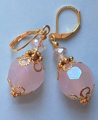 ANTIQUE PINK chunky faceted Crystal drop earrings handcrafted CHOOSE X2