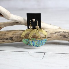Handcrafted Women’s Earrings Artisan Jewelry Hand Worked Gold Enamel Metal
