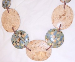 Jasper Stone Cluster Necklace Agate Quartz Rhinestones