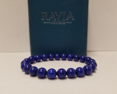 Ravia Jewels Genuine 7mm Natural Lapis Lazuli Beaded Bracelet
