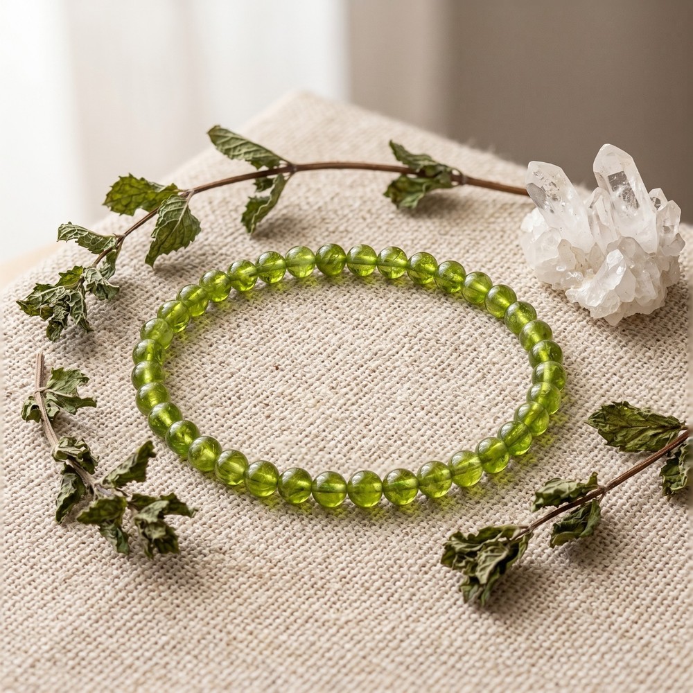 4mm Natural Peridot Stretch Bracelet Heart Chakra Prosperity Luck Women Healing