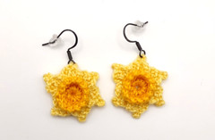 Handmade Daffodil Flower Crochet Earrings Made With 100% Egyptian Cotton