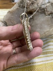 Handcrafted Silver 925 Wire-Wrapped Agate Geode Teardrop Pendant Cable Necklace