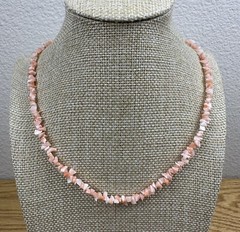 Coral Chip Choker 16″ Necklace Snap in Hook Clasp Peachy Orange Delicate