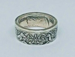 Coin ring MADE from AUSTRALIAN SILVER Half Dollar Antique finish in size 9-14