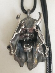 .925 Solid Silver Skull Biker Pendant Leather Chain New.