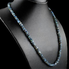 118.50 CTS UNTREATED SINGLE STRAND BLUE FLASH LABRADORITE BEADS NECKLACE (DG)