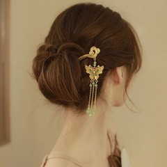 New Chinese Style Filigree Cloisonné Butterfly Cloud Tassel Enamel Hairpin