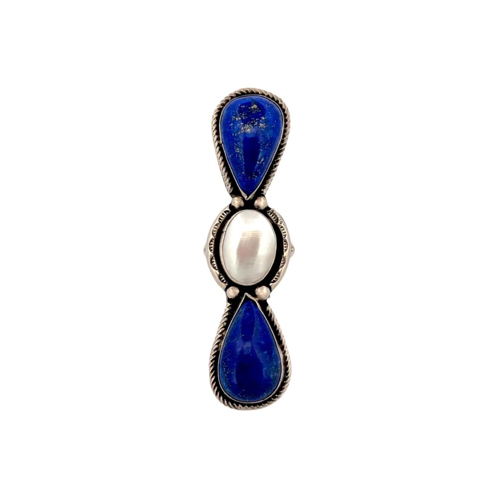 Joelias Draper, Ring, Multi-Stone, Sterling Silver, Navajo, 8 1/2