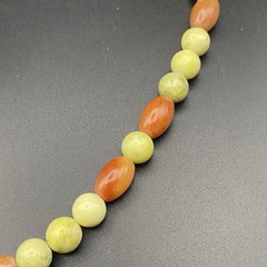 Natural Serpentine Orange Jasper Bead Necklace 17.5″ Stone Pendant Boho Artisan