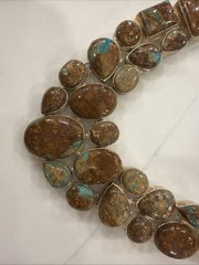 925 Sterling Silver Turquoise Matrix Statement Necklace 89g Artisan Gemstone