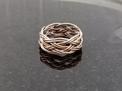 Size 7 Antique Brass 5×7 Turks Head Knot Ring Hand Tied made