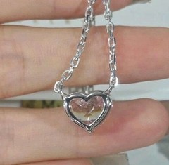 HUGE 15Ct Heart Shape Certified Pink Diamond Pendant,FREE Tariffs &matching Stud
