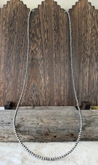 Sterling Silver Native Style SW 36-38” Single Strand 4mm Desert Pearls Necklace