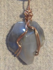 Chalcedony Pendant On A Grey Hemp Necklace