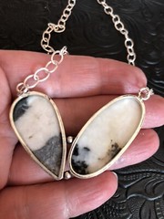 White Buffalo Turquoise Two Stone Modern Artisan Necklace 16”- 18″