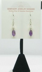 Sterling Silver Faceted AMETHYST & PEARL Dangle Earrings #5534…Handmade USA