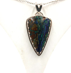 OUT OF THIS WORLD AZURITE, MALACHITE, CUPRITE PENDANT SET IN STERLING SILVER WOW