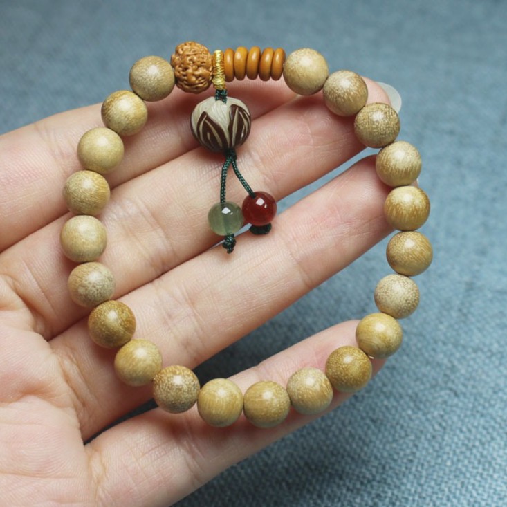8mm Milk-Scented Wood Bracelet, Bodhi Lotus-Style Yoga Bracelet Mala Beads