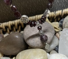 Handcrafted Genuine Garnet Chunk & Silver-Toned Statement Drop Necklace 20.5”