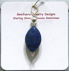 Sterling Silver Natural LAPIS Gemstone Pendant #35…Handmade USA