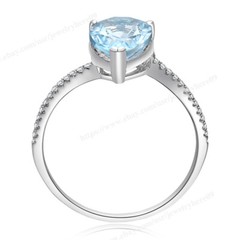 Fine Jewelry Natural Diamond Ring Solid 10K White Gold 2.2carat Sky Blue Topaz