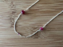 New Garnet, Rhodonite Garnet & Sterling Silver Necklace Handmade 19 1/4 in.-N387