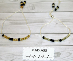 Morse Code Bracelet, BAD ASS, Adjustable, Hidden Message/Custom/Name/Stackable
