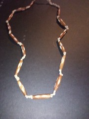 Hemp Necklace With Genuine Buffalo Bone Beads Carved. Reddish Brown