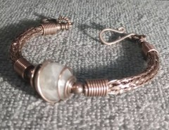 Emma Wyatt Art UK Bangle Bracelet Copper Viking Weave Double Knit Artisan Legend