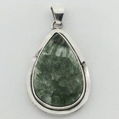 Green SERAPHINITE (Russia) ARTISAN Pendant – 925 STERLING SILVER #57