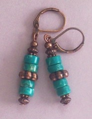dark BLUE HOWLITE HEISHI COPPER earring LEVERBACK artisan #525