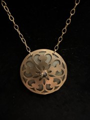 Vintage HOLLY YASHI NECKLACE signed w Darkened Gold Tone, And Green Accents Crys