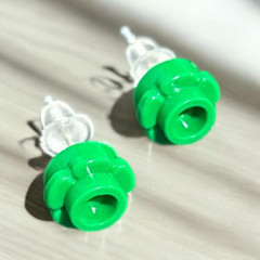 Christmas Handmade Green Stud Flower Earrings using Lego Elements