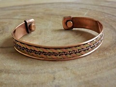 2 Pack Copper Magnetic Bracelet Arthritis Pain Therapy Energy Cuff Bangle NEW