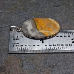 Large Sterling Silver Bumblebee Jasper Pendant 925 Oval Statement Southwestern