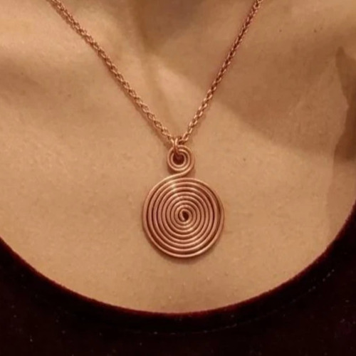 1 Pc Pure Copper Healing Spiral Circle Pendant Locket, Jewelry, Spiritual Kriya