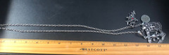 Gothic necklace – 28 in chain with several pendants – dragon skull anchor cross