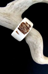 BROWN HANDCRAFTED OOAK SHED DEER, ELK ANTLER RING,SIZE 12 1/2, R-392