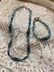 Vintage Murano Glass and Sea Glass Necklace and Bracelet