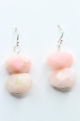 Pink Opal Natural Gemstone 925 Sterling Silver Earrings Hexagon Shape 1 1/4″