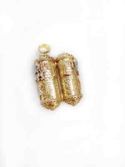 Torah Pendant with 0.10 Ct Natural Diamonds in Two Tone 14k Gold Jewish Symbol