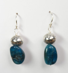 Apatite Blue 10 x 14mm Natural Nugget Gemstone .925 Sterling Silver Earrings