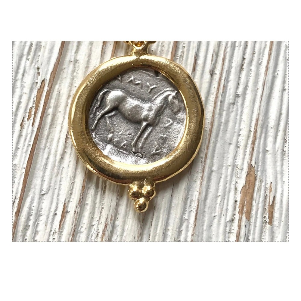 Greek horse coin necklace boutique Greece jewelry