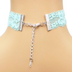 Stretch Lace Choker 1 – 1.25 inch wide custom necklace 25 – 30 mm elastic Blue+