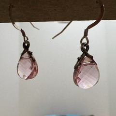 Light Rose Swarovski Crystal Briolette Earrings Sterling Silver