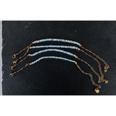 AAA fire Opal Ethiopian Opal Bracelet Gold Paperclip Chain October Birthstone