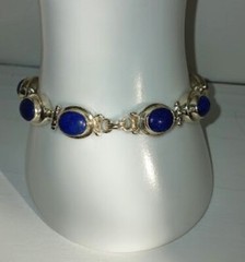 Lapis Lazuli Link Bracelet ~ Marked 925 ~ Mexico (?) ~ 7.25″ x 24mm ~ Wt. 2.65g