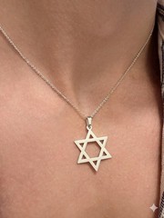 Star of David Pendant Necklace 14k Solid Yellow Gold Dainty Charm Women